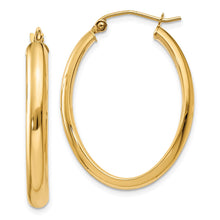 Load image into Gallery viewer, 14k Polished 3.5mm Oval Hoop Earrings
