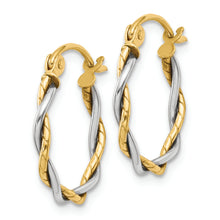 Load image into Gallery viewer, 14k Two-tone Polished 1.8mm Twisted Hoop Earrings
