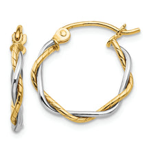 Load image into Gallery viewer, 14k Two-tone Polished 1.8mm Twisted Hoop Earrings

