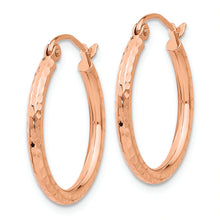 Load image into Gallery viewer, 14k Rose Gold Diamond-cut Polished Hoop Earrings

