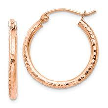 Load image into Gallery viewer, 14k Rose Gold Diamond-cut Polished Hoop Earrings
