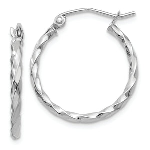 14k WG Twist Polished Hoop Earring