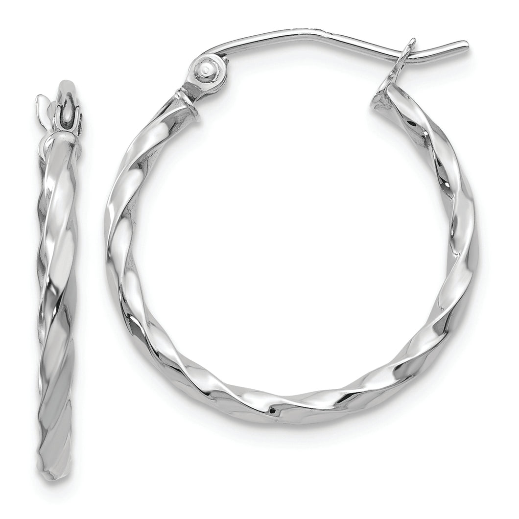 14k WG Twist Polished Hoop Earring