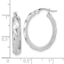 Load image into Gallery viewer, 14K White Gold Polished and Twisted Oval Hoop Earrings

