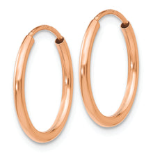 Load image into Gallery viewer, 14k Rose Gold 1.50mm Polished Endless Tube Hoop Earrings
