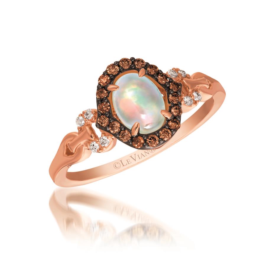 14K Strawberry Gold® Ring | Neopolitan Opal™ 3/8 cts. | Chocolate Diamonds® 1/6 cts., Vanilla Diamonds® 1/20 cts.