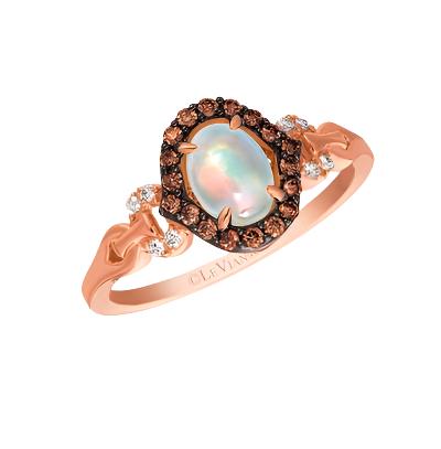 14K Strawberry Gold® Ring | Neopolitan Opal™ 3/8 cts. | Chocolate Diamonds® 1/6 cts., Vanilla Diamonds® 1/20 cts.