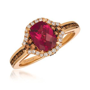 14K Strawberry Gold® Ring | Raspberry Rhodolite® 1 3/4 cts. | Chocolate Diamonds® 1/4 cts., Vanilla Diamonds® 1/8 cts.