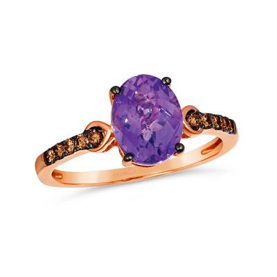 14K Strawberry Gold® Ring | Grape Amethyst™ 1 3/4 cts. | Chocolate Diamonds® 1/6 cts.