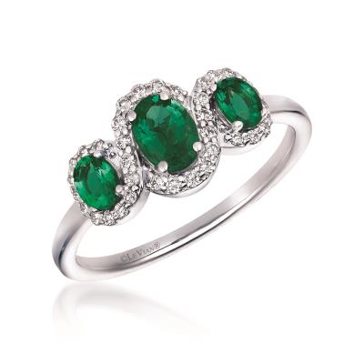 14K Vanilla Gold® Ring | Costa Smeralda Emeralds™ 5/8 cts. | Vanilla Diamonds® 1/5 cts