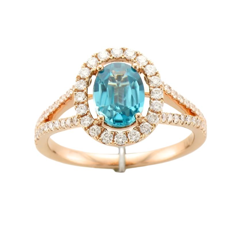 14K Strawberry Gold® Ring | Blueberry Zircon™ 2 1/4 cts. | Vanilla Diamonds® 3/8 cts.