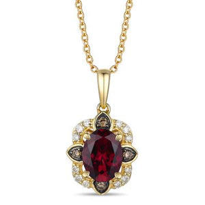 14K Honey Gold™ Pendant | Raspberry Rhodolite® 1 1/3 cts. | Nude Diamonds™ 1/10 cts., Chocolate Diamonds® 1/20 cts.