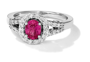Platinum Ring | Passion Ruby® 3/4 cts. | Vanilla Diamonds® 3/8 cts.