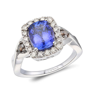 14K Vanilla Gold® Ring | Blueberry Tanzanite® 2 cts. | Chocolate Diamonds® 1/5 cts., Nude Diamonds™ 1/2 cts.