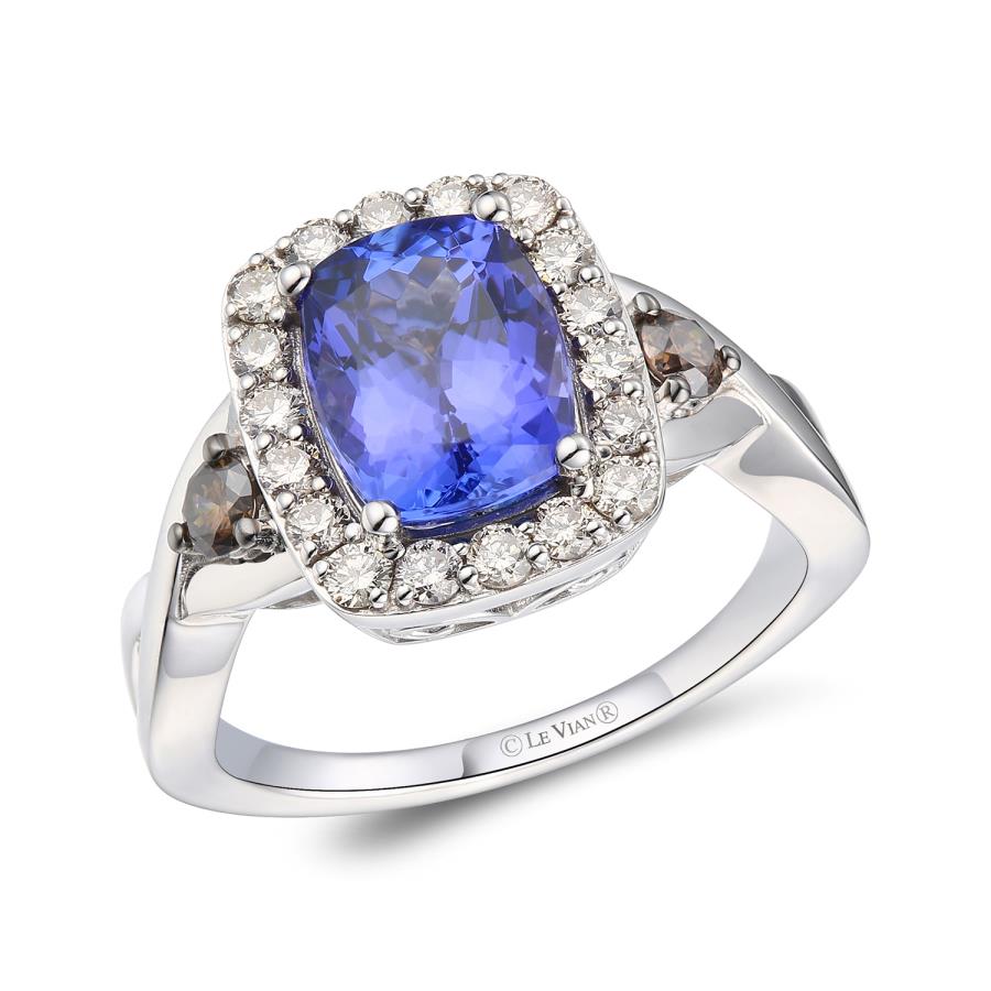 14K Vanilla Gold® Ring | Blueberry Tanzanite® 2 cts. | Chocolate Diamonds® 1/5 cts., Nude Diamonds™ 1/2 cts.