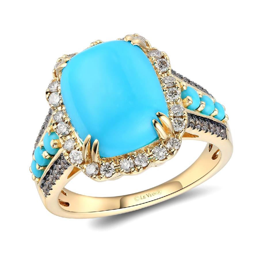 14K Honey Gold™ Ring | Robins Egg Blue Turquoise 4 3/4 cts. | Nude Diamonds™ 1/3 cts., Chocolate Diamonds® 1/8 cts.