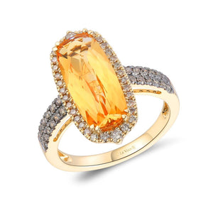 14K Honey Gold™ Ring | Cinnamon Citrine® 3 5/8 cts. | Nude Diamonds™ 1/4 cts., Chocolate Diamonds® 1/4 cts.
