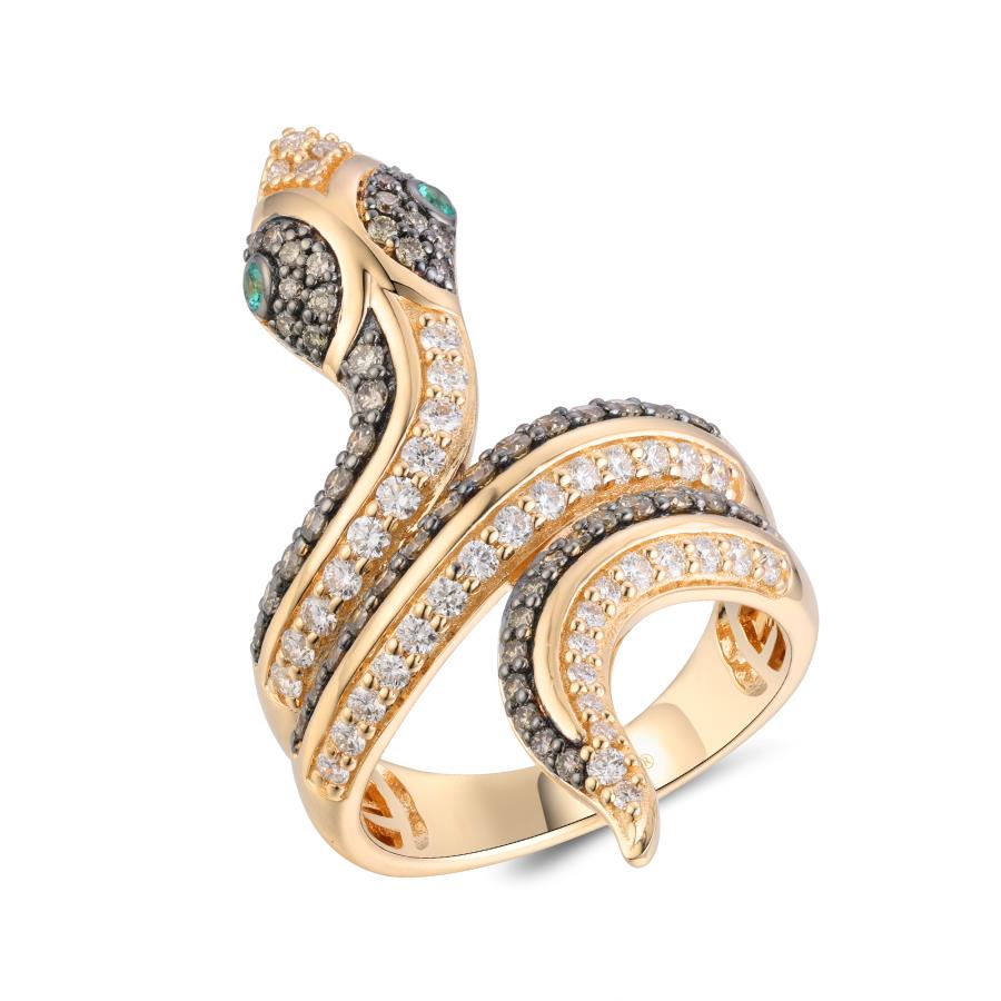 14K Honey Gold™ Ring | Costa Smeralda Emeralds™ 1/20 cts. | Vanilla Diamonds® 1/2 cts., Chocolate Diamonds® 5/8 cts.