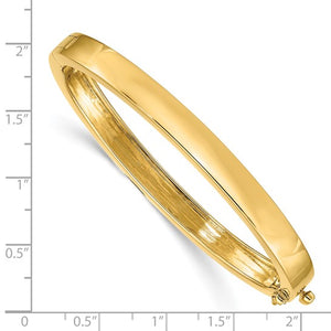 14k 6.3mm Polished Solid Hinged Bangle Bracelet
