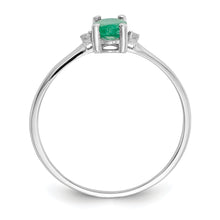 Load image into Gallery viewer, 14k White Gold Diamond &amp; Emerald Birthstone Ring
