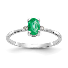 Load image into Gallery viewer, 14k White Gold Diamond &amp; Emerald Birthstone Ring
