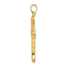 Load image into Gallery viewer, 14k Hollow Fleur De Lis Cross Pendant
