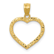 Load image into Gallery viewer, 14K Polished and Textured Open Heart Pendant
