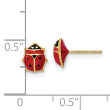 Load image into Gallery viewer, 14k Polished Enameled Medium Ladybug Post Earrings
