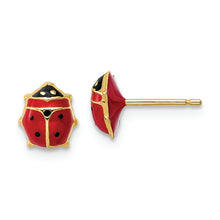 Load image into Gallery viewer, 14k Polished Enameled Medium Ladybug Post Earrings
