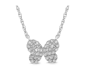 10 Karat White Gold Butterfly Necklace