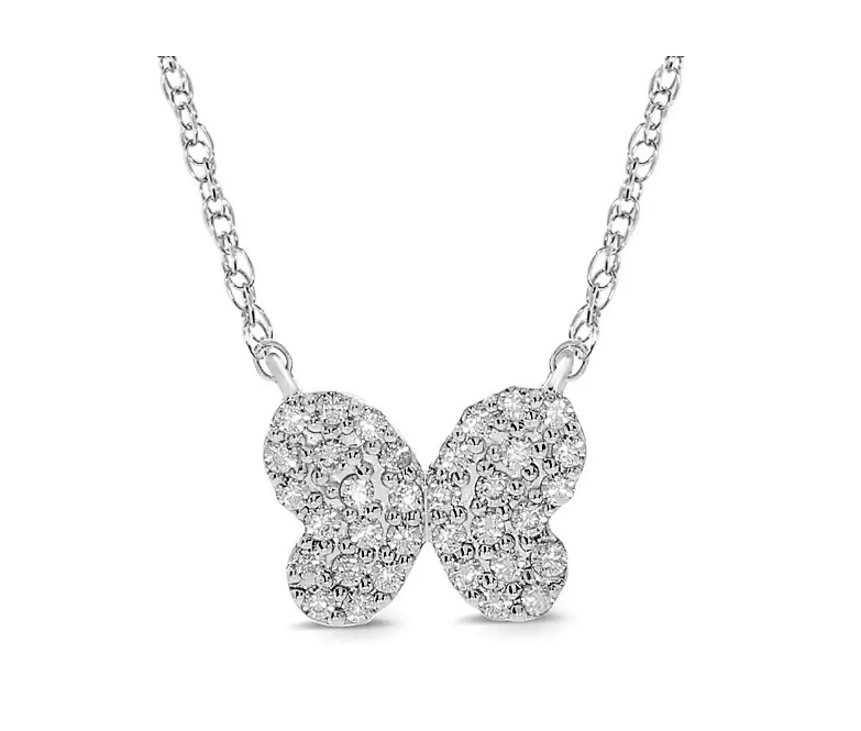 10 Karat White Gold Butterfly Necklace