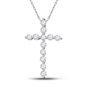 14 Karat White Gold Cross Pendant