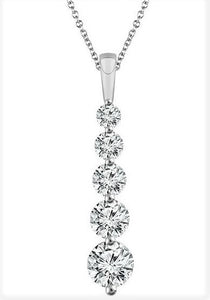 14 Karat White Gold 5 Diamond Dangle Pendant