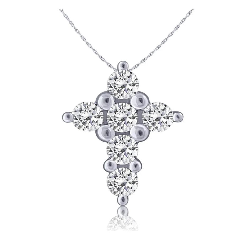 14 Karat White Gold Cross Pendant