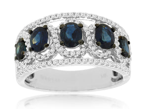 White Gold Sapphire and Diamond Ring
