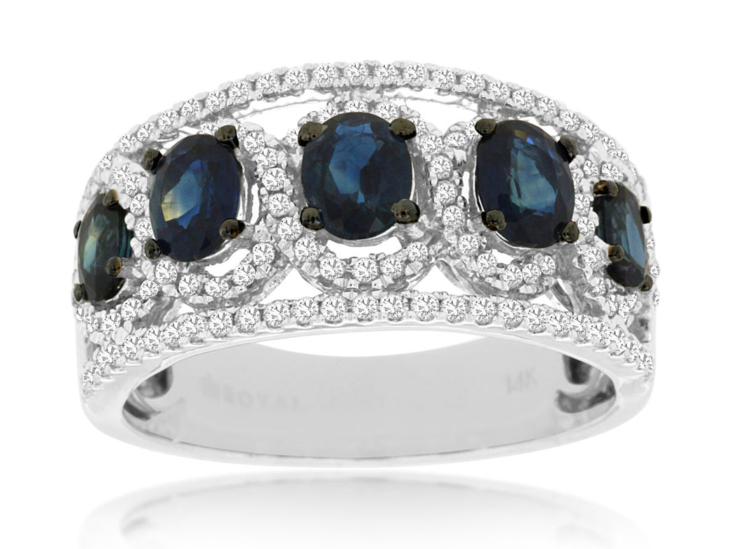White Gold Sapphire and Diamond Ring