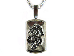 Sterling Silver Back Diamond Dragon Pendant