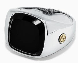 Men's 18k Yellow and Sterling Silver Onyx Ring