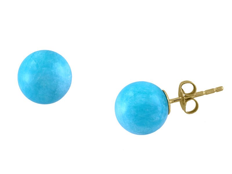 14k Yellow Gold Amazonite Stud Earrings
