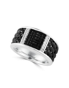 Effy Sterling Silver White and Black Sapphire Ring