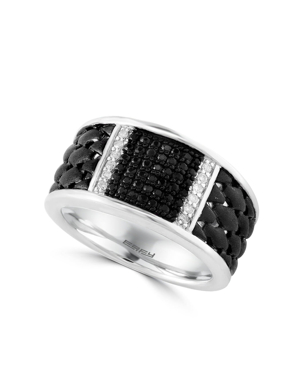 Effy Sterling Silver White and Black Sapphire Ring