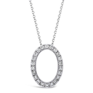 14 Karat White Gold Oval Diamond Necklace