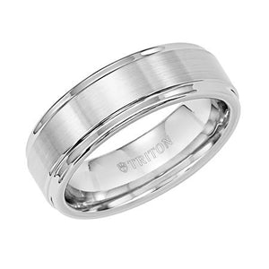 Triton White Tungsten Wedding Bands