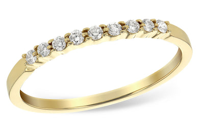 14 karat yellow gold anniversary/wedding band containing nine diamonds of H / J color and SI2 / I1 clarity. Diamond weight is available in 1/8 carat total weight up to 1 carat total weight.