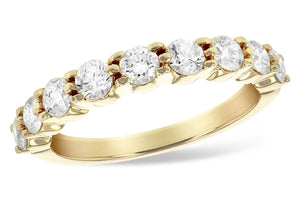 14 karat yellow gold anniversary/wedding band containing nine diamonds of H / J color and SI2 / I1 clarity. Diamond weight is available in 1/8 carat total weight up to 1 carat total weight.