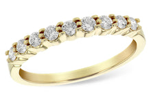 Load image into Gallery viewer, 14 karat yellow gold anniversary/wedding band containing nine diamonds of H / J color and SI2 / I1 clarity. Diamond weight is available in 1/8 carat total weight up to 1 carat total weight.
