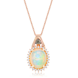 Le Vian Chocolatier® Pendant featuring 1  5/8 cts. Neopolitan Opal?, 1/20 cts. Chocolate Diamonds®, 1/5 cts. Vanilla Diamonds® set in 14K Strawberry Gold®