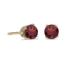 Load image into Gallery viewer, 14 karat yellow gold 4mm Garnet stud earrings.
