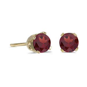 14 karat yellow gold 4mm Garnet stud earrings.