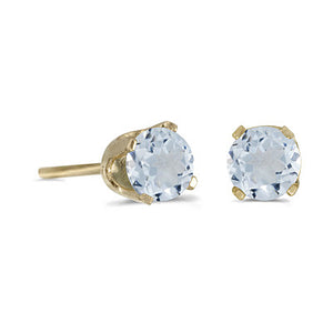 14 karat yellow gold 4mm Aquamarine stud earrings.